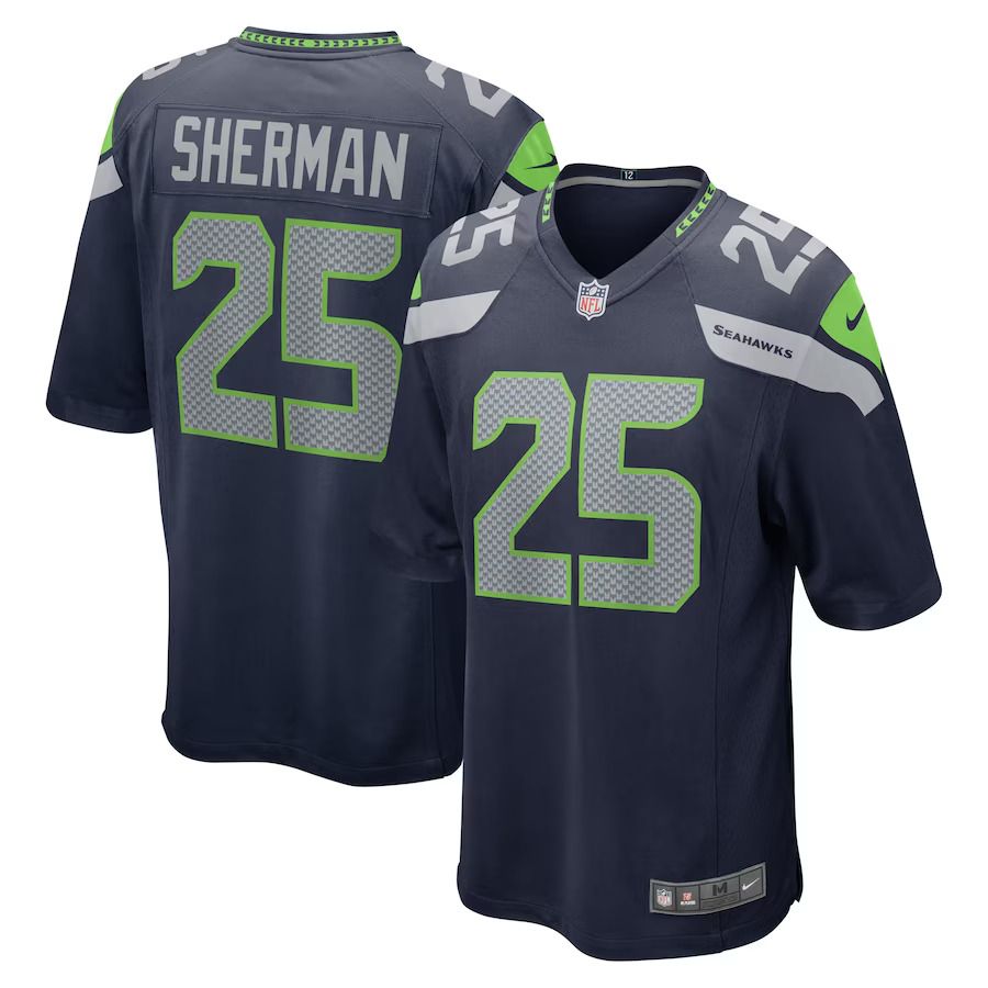 Men Seattle Seahawks #25 Richard Sherman Nike College Navy Retired Game NFL Jersey->seattle seahawks->NFL Jersey